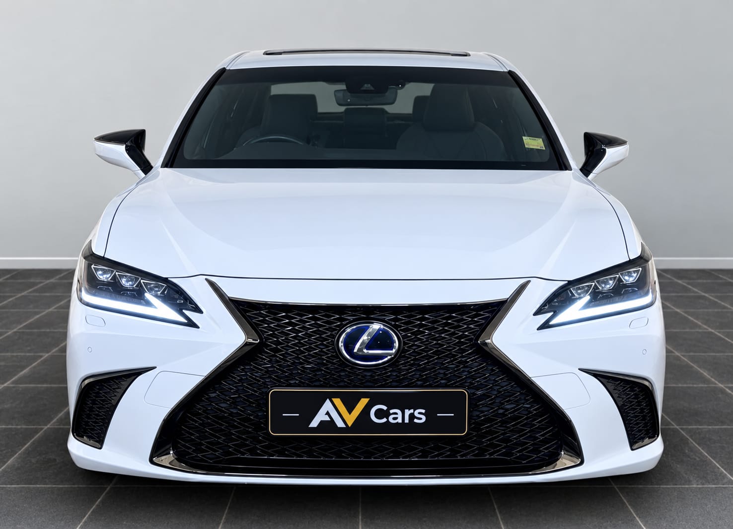 Front of the AV Cars white Lexus executive saloon